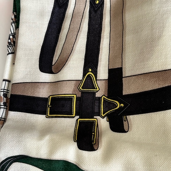 NEW  HERMES Lettres Equestres 100% Cashmere Shawl 140 Scarf w/ Receipt - Picture 11 of 13